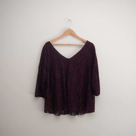 American Eagle Outfitters Dark Lace Top - Picture 2 of 5